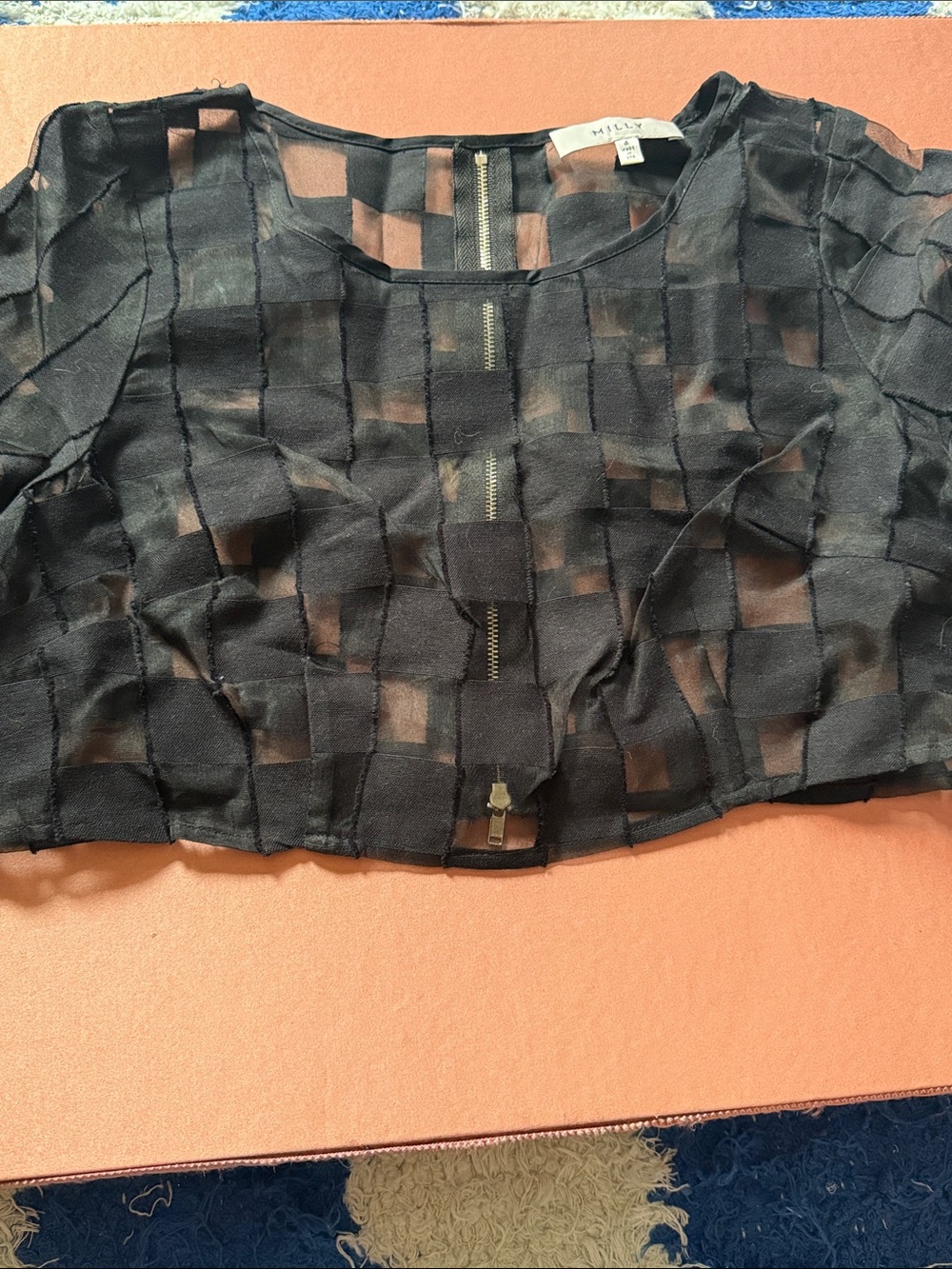 ❤️ NEW Milly Sheer crop top black / short sleeves - Picture 3 of 7